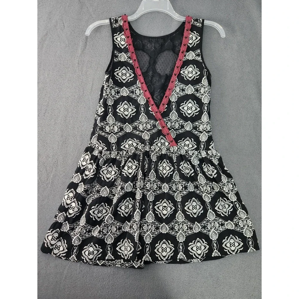 Free People Whimsigoth Fairy Beaded‎ Dress Witchy Goth Sleeveless S Embroidered